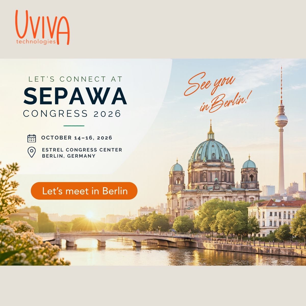 Invitation: Let’s connect at SEPAWA Congress 2026, October 14–16, 2026, Estrel Congress Center, Berlin, Germany. See you in Berlin!
